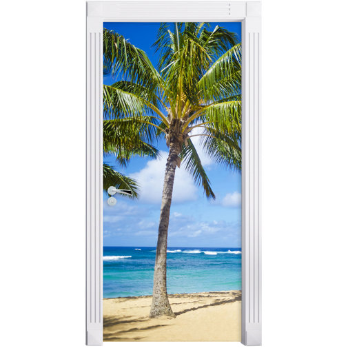 East Urban Home Türaufkleber Wunderschöner Strand mit Palmen | Wayfair.de